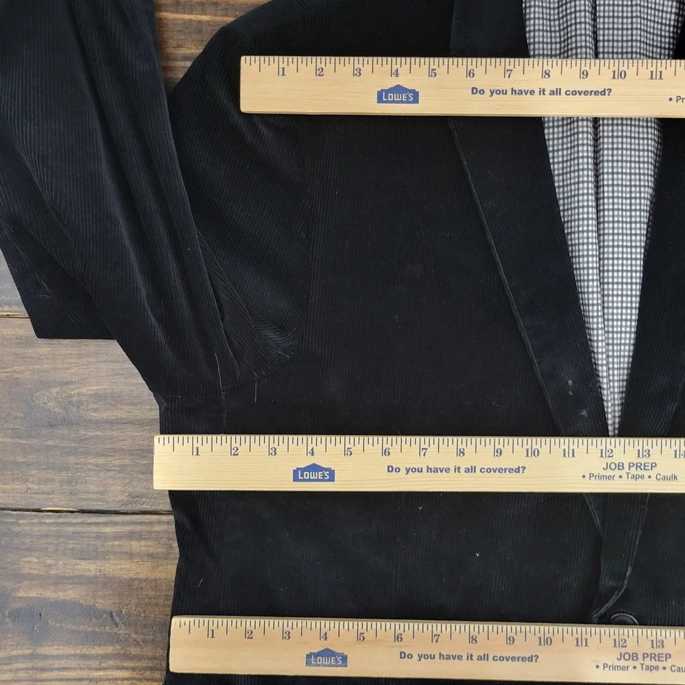 Saddlebred Men's Sport Coat Blazer‎ Two Button Black Corduroy Cotton Size 48L